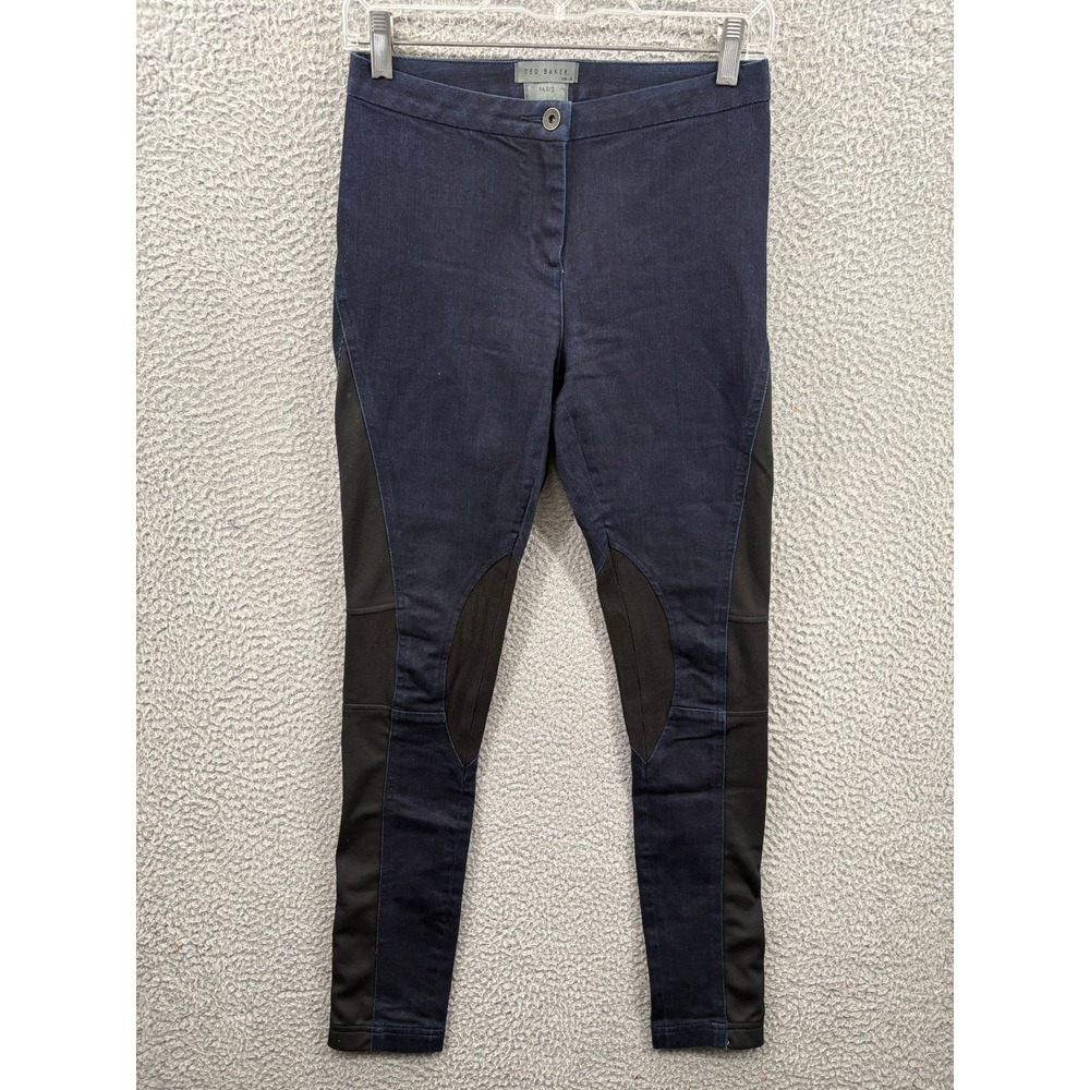 Ted Baker Jeans Women 26x30 (Fits 26x28) Navy Black Equestrian Skinny Contrast